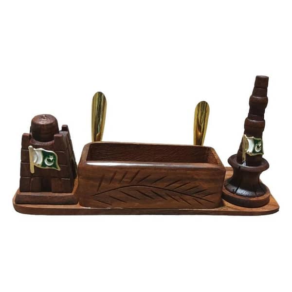 Wooden Office Set - Handmade Desk Organizer with Creative Quaid Mizar Design