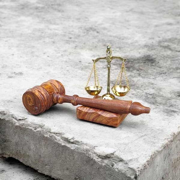 Wooden Gavel and Brass Scale Set – Handcrafted Judge Hammer and Lawyer Desk Decor Gift