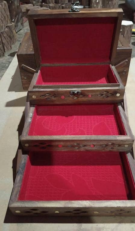 Wooden Multi-Layer Jewelry and Makeup Box - Handmade Home Decor