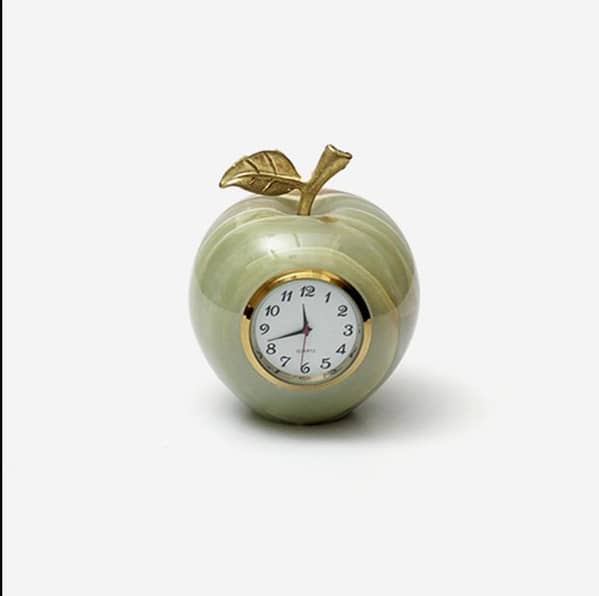 3" Handmade Marble Apple Clock - Decorative Table Clock