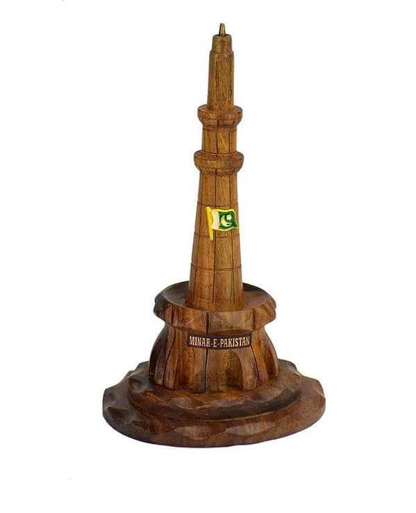 Minar e Pakistan Wooden Statue and Desk Organizer