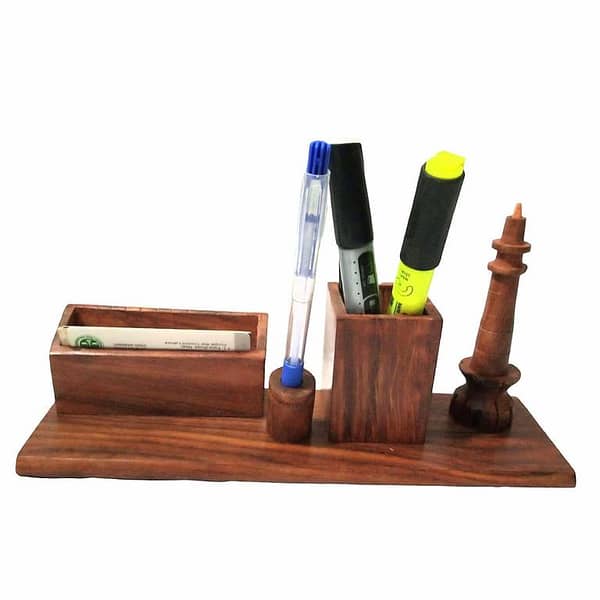 Minar Wooden Multifunction Desk Organizer for Home and Office Use
