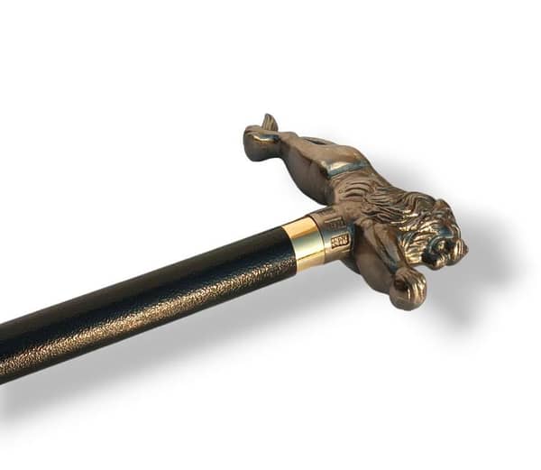 Lion Shape Handmade Metal Walking Cane, 36-Inch Classic Walking Stick for Seniors