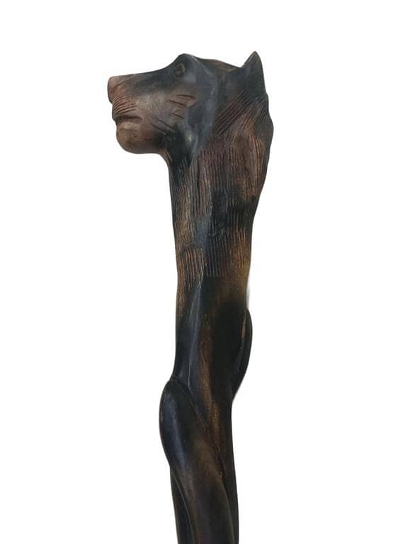 Carved Wooden Walking Stick with Lion Design - Unique Luxury Rosewood Stick