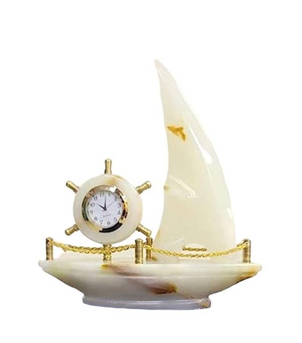 Marble Ship Clock - Beautifully Crafted Ship-Shaped Marble Timepiece