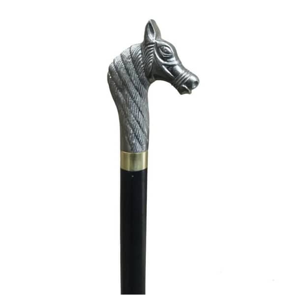 Handmade Metal Walking Cane with Horse Knob - Classic 36-inch Walking Stick