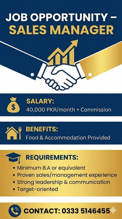 Sales Manager || Sales Jobs || Male & Female Staff