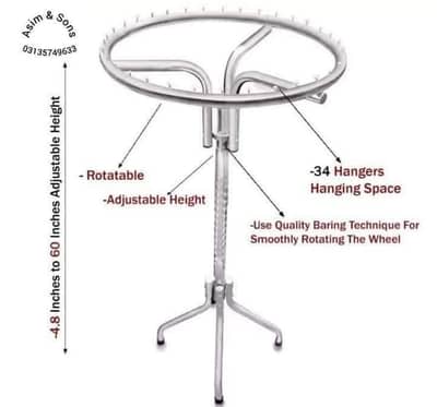 Cloth hanging stand boutique rack adjustable height 03135749633
