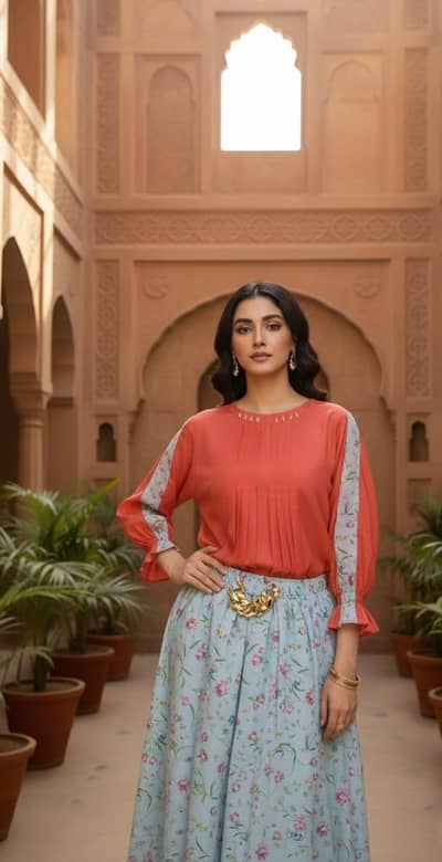 ladies skirt shirts print style