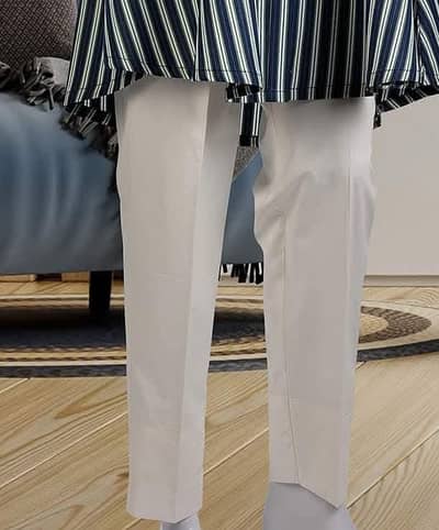 Ladies cotton trouser off white  large