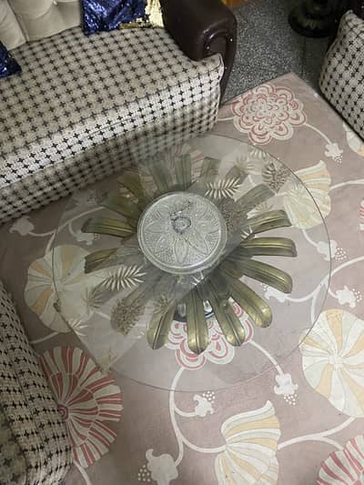 Glass flower table with two side table