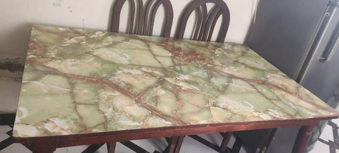 dining table with 6 chairs |. strong old wood