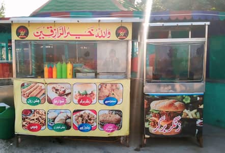 Urgent Sale, comercial burger Counter with Shwarma Machine & Hot Plate
