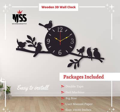 Analog Stylish Birds Design MDF Wall Clock
