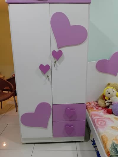 Single bed with mattress and 2 door cupboard