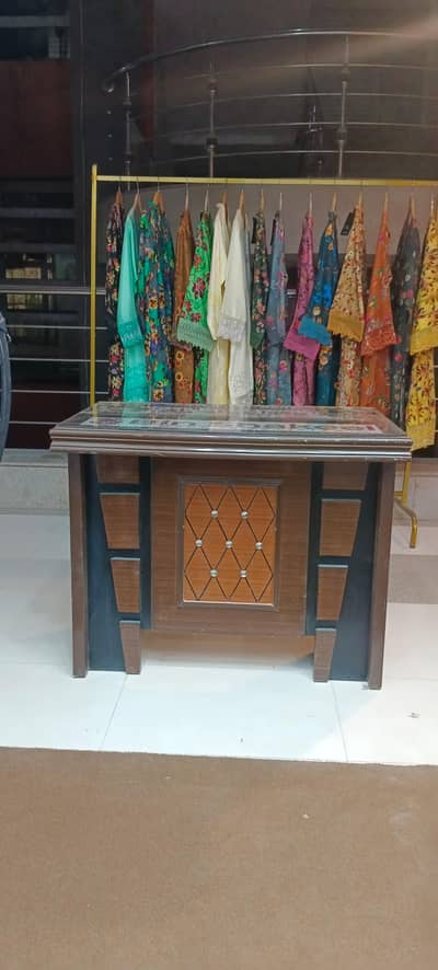 Office Table with Glass 3 by 2 1/5 New condition all ok