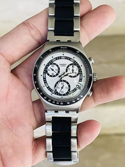 Swatch Swiss Made Chronograph Watch 41mm Panda Dial 9/10 condition