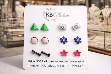 Trendy Women’s Multi-Style Stud Earrings Set | KB Collection