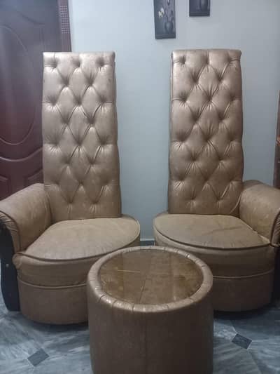 Elegant High-Back Tufted Armchairs with Matching Ottoman!!