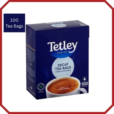 Tetley Decaf Black Tea 100 Pack Imported Decaffeinated Teabags
