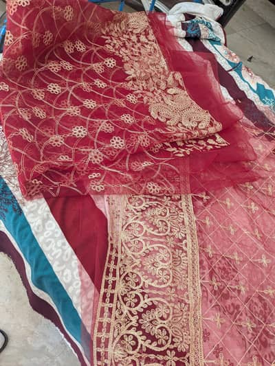 Luxury Unstitched Embroidered Net Suits – 5 Designs (Brand New)