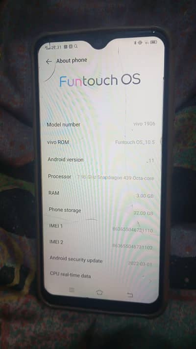 Vivo y11 3/32   / PTA Approved ha dul SIM .  03209484693. WhatsApp
