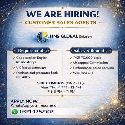 Hiring Now – Customer Sales Agents for UK-Based Sales Campaign