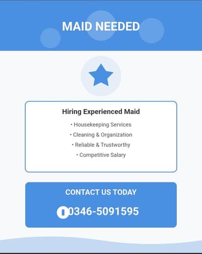 maid required for a family of 4