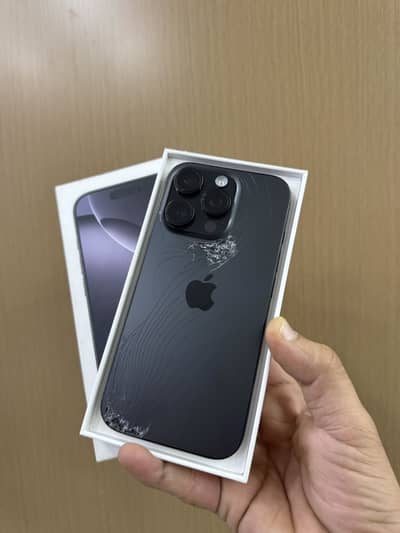 16Pro 256GB PTA approved BLack back glass broken battery 94% cycle 276