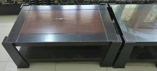 table for sale/ wooden table/ 3 piece table/ table set/  glass table/