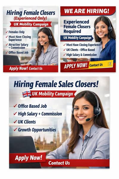 Female Sales Agent Required – UK Mobility Campaign (Experienced Only)