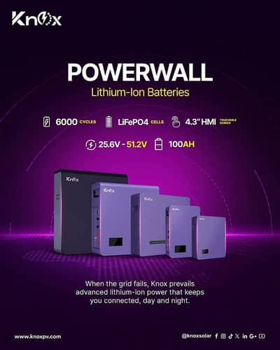 Knox Lithium ion Battery 24V/48V 100Ah IP20/65 Powerwall with BMS