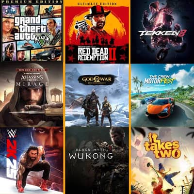 GTA 5, RDR2, Tekken 8, Wwe2k25, Ragnarok, Mirage, Motorfest PS4 & PS5