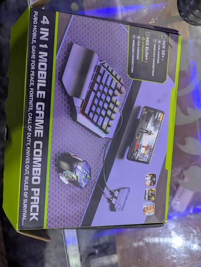 1in4 mobile game combo pack, controller, power supply, keyboard etc