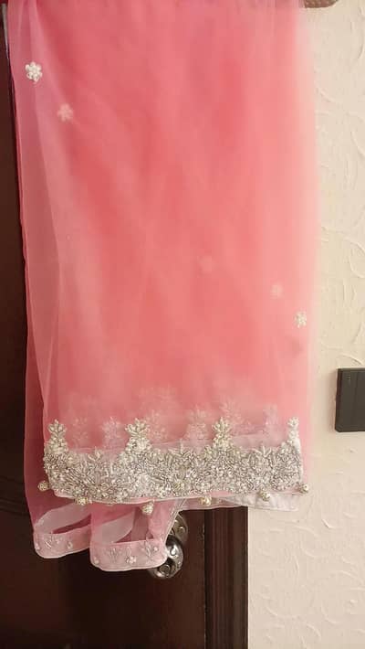 Heavy Embroidered light-pink party wear  1 time use onyl