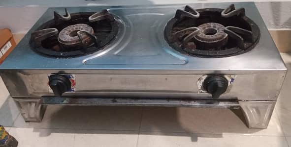 2 Burner Stainless Steel Gas Stove – Heavy Duty & Good Condition