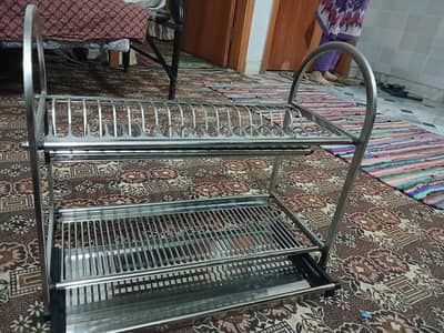 Durable 2-Tier Stainless Steel Dish Drying Rack - Excellent Condition