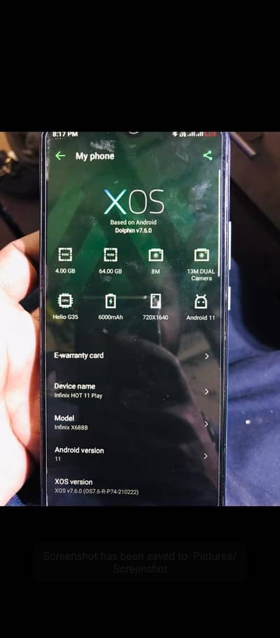 infinix hot 11 play  (4+64)  Full box. . . . . . . . .