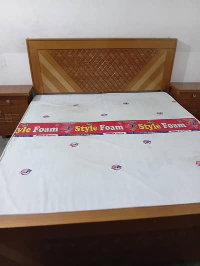 Bed, Mattress, 2 side tables and Dressing for sale