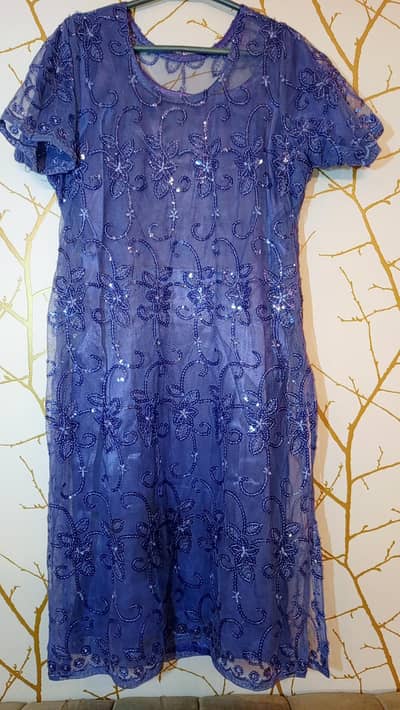 Party Wear Embroidered Blue 3-Piece Suit