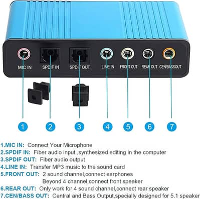 Sound Card External 7.1 Surround Sound Stereo Audio Adapter