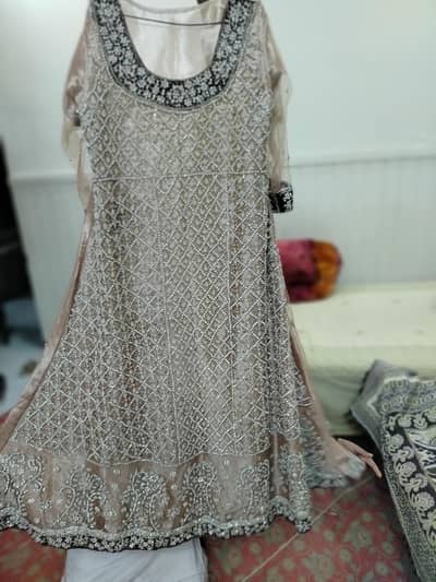"Luxurious Beige Net Maxi Dress