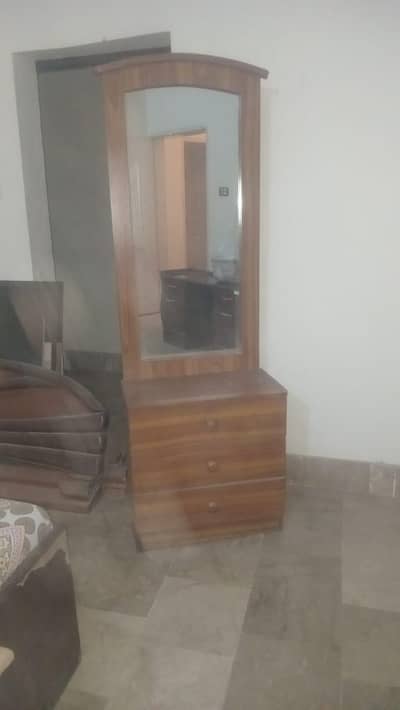 Double bed  with out mattress  and dressing table