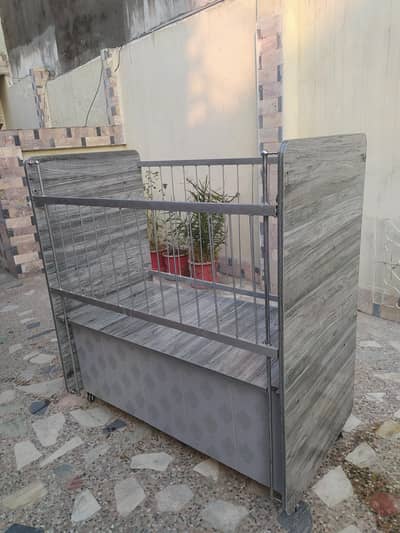 Kids Bed Carrycot Moveable with Iron Grills & Storage Space