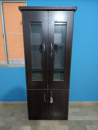 Wooden Storage Cabinet with Glass Doors