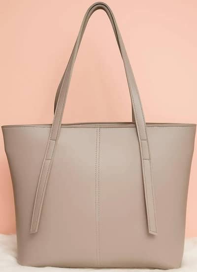 Women's Faux Leather Plain Tote Bag