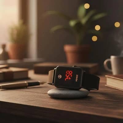 Black Bluetooth Smart Watch ⌚ Silicone Strap LED Touch – Pakistan