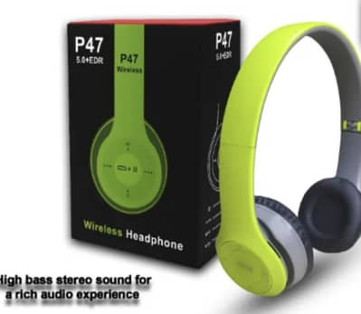 Wireless Headphones P47 5.0 + EDR (DELIVERY All Over Pakistan) Comfort