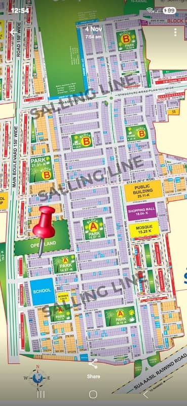 5MARLA Good Location Plot Block-B available for sale in Bahria EMC Society Lahore