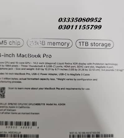 Macbook Pro M5 Chip / mde34 / 14" /Space Black / 24GB / 01TB - Packed